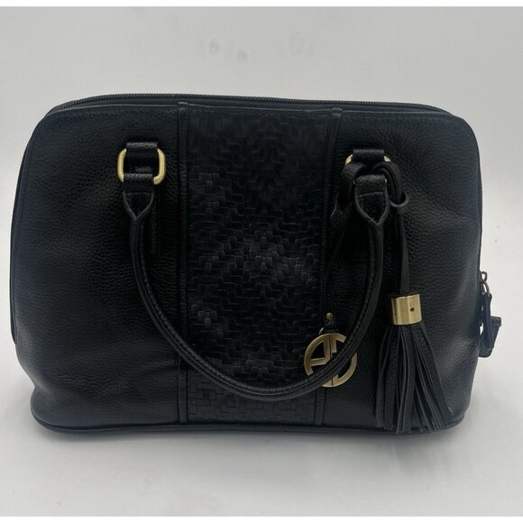 Giani Bernini Pebble Weave Leather Dome Satchel Black NWT - Picture 3 of 6